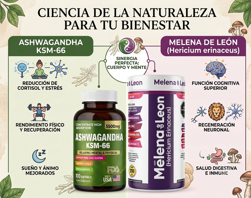 COMBO ASHWAGANDHA + MELENA DE LEON LIQ